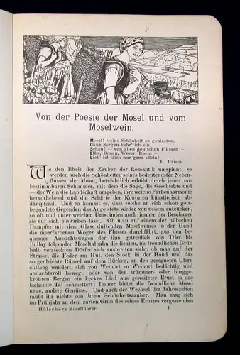 Hölschers Moselführer Für eine Sommerfahrt durch d Moselland 1908 Guide Führer m