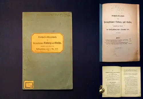 Ortschaftsverzeichnis der Herzogthümer Coburg und Gotha 1871 Geschichte mb