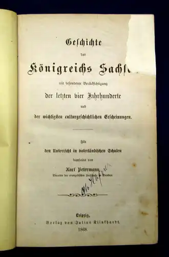 Petermann Geschichte des Königreichs Sachsen 1868 Geschichte Militär Sachsen mb