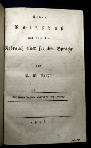 Arndt Ueber Volkshaß und über den Gebrauch einer fremden Sprache 1813 js