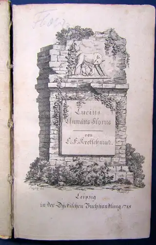 Kretschmann Lucius Annäus Florus 1785 Kupferstichtitel " Romulus und Remus" js