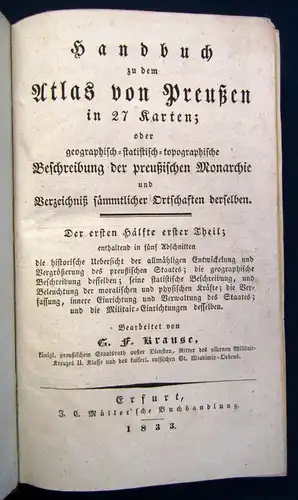 Handbuch zu dem Atlas von Preußen in 27 Karten Teil 1 & 2 Topographie js