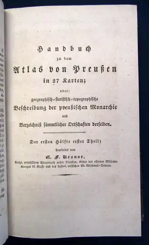 Handbuch zu dem Atlas von Preußen in 27 Karten Teil 1 & 2 Topographie js