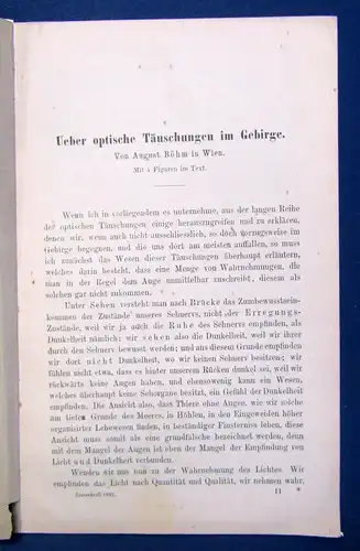 Seperat- Abdruck Ueber die optische Täuschung im Gebirge 1882 Forschung js
