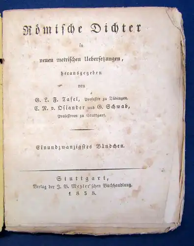 Schwab Römische Dichter in neuen metrischen Übersetzungen 1838 21. Band js