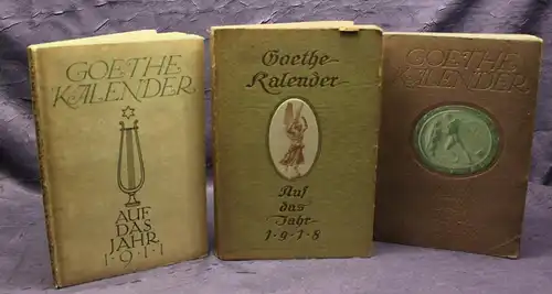 Goethe Kalender 3 x 1911,1918, 1913 Belletristik 1910- 1917 Geschichte js