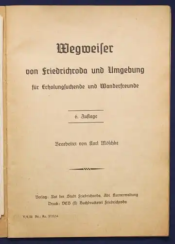 Original Prospekt Friedrichroda 1949 Thüringen Ortskunde Geschichte Reise sf