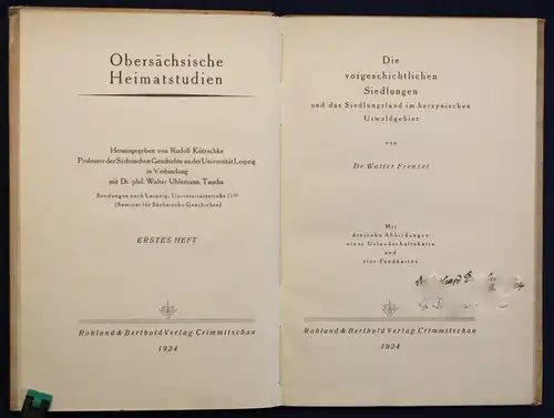 Frenzel Die vorgeschichtlichen Siedlungen 1924 Geschichte Sachsen Landeskunde sf