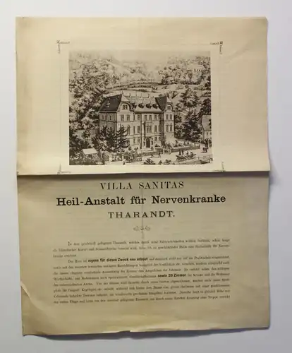 Original Prospekt Villa Sanitas Heilanstalt Tharandt um 1880 Sächsische Schweiz