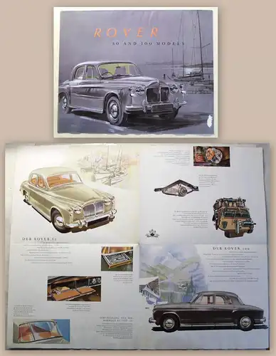 Werbeprospekt Broschüre Plakat Rover 80 & 100 Models um 1965 Automobil Oldtimer