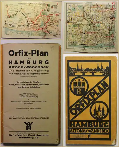 Orig Prospekt Orfix-Plan von Hamburg Altona-Wandsbek 1900 Ortskunde Geografie sf