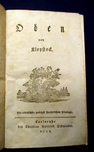 Klopstock Oden und Lieder  2 Bände in 1  1776 Belletristik Balladen mb