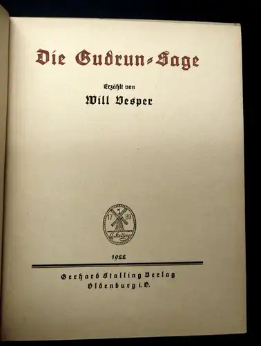 Vesper Die Gudrun- Sage 1922 Belletristik Erzählungen js