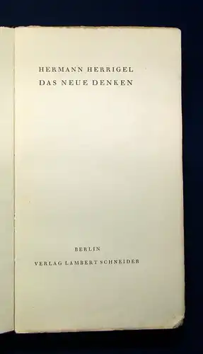 Herriegel Das neue Denken 1928 Philosophie Fragestellungen Wissenschaft js