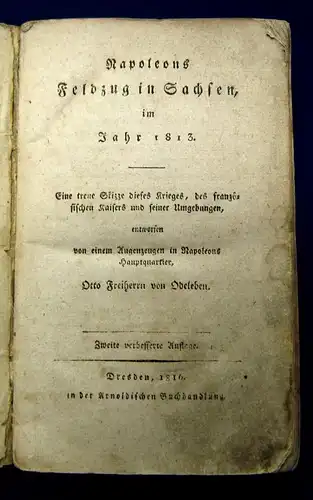 Odeleben Napoleons Feldzug in Sachsen, im Jahr 1813 treue Skizze dieses Krieg js