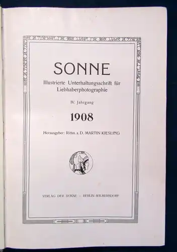 Kiesling Sonne ill. Unterhaltungsschrift Liebhaberphotographie 1908 4. Jg. js