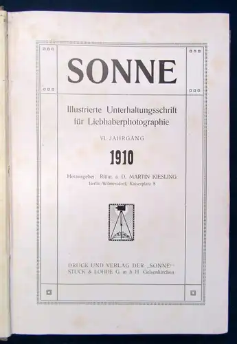 Kiesling Sonne ill. Unterhaltungsschrift Liebhaberphotographie 1910 6. Jg. js