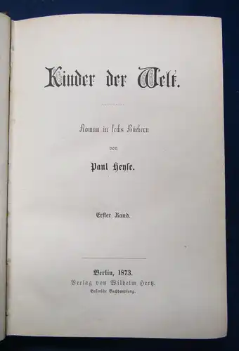 Hense Kinder der Welt EA 3 Bände komplett Roman 1873 Belletristik Literatur js