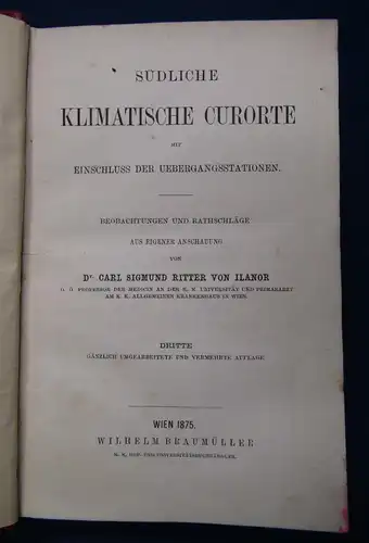Ilanor Südliche Klimatische Curorte 1875 mit Einschluss d. Übergangsstationen js