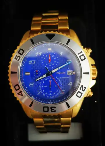 Herrenuhr von Nautec No Limit "Accelery blau/gold" Quartz batteriebetrieben