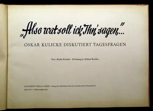 Böttcher Reschke Also wat soll ick Ihn sagen Oskar Kulicke diskutiert 1951