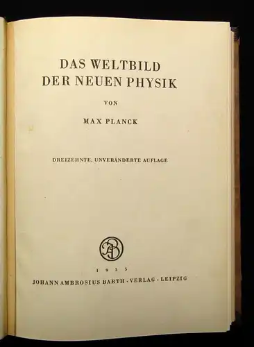 Planck, Max Scheinprobleme der Wissenschaft 1955 Physik Weltbild Biographie