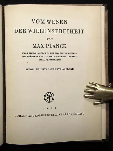 Planck, Max Scheinprobleme der Wissenschaft 1955 Physik Weltbild Biographie