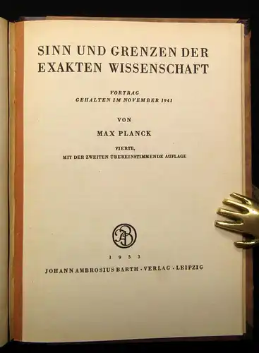 Planck, Max Scheinprobleme der Wissenschaft 1955 Physik Weltbild Biographie