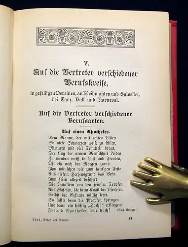 Abel Universalbuch der Reden und Toaste um 1890 Gesellschaft Familienleben