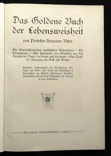 Ritter Das Godlene Buch der Lebensweisheit um 1900 Lebensspiegel Fundgrube