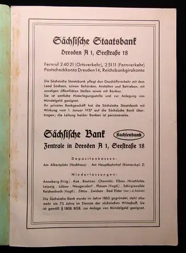 Das Sachsenbuch 1943 (frühere Handbuch für Sachsen) Ortsverzeichnis 127.Jhg.