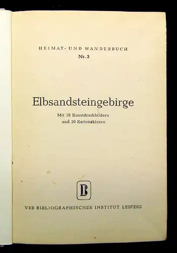 VEB Bibliogr. Institut Heimat-u. Wanderbuch Nr.3 1956 Geographie Ortskunde Guide