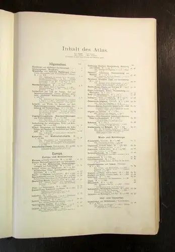 Scobel Andrees Handatlas 1899 mit Verzeichnis  126 Haupt u.137 Nebenkarten