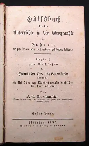 Cannabich Hülsbuch beim Unterrichte der Geographie für Lehrer 1-3 komplett 1835