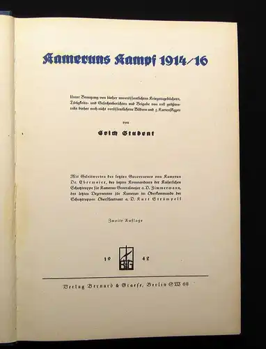 Student Kameruns Kampf 1914/16 1942 Militaria Militär Geschichte Kriegstagebuch