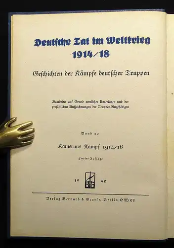 Student Kameruns Kampf 1914/16 1942 Militaria Militär Geschichte Kriegstagebuch