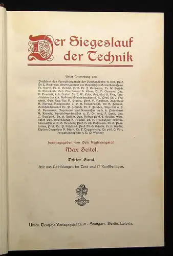Geitel Der Siegeslauf der Technik 1910 3 Bde. komplett Bildband Wissen Technik