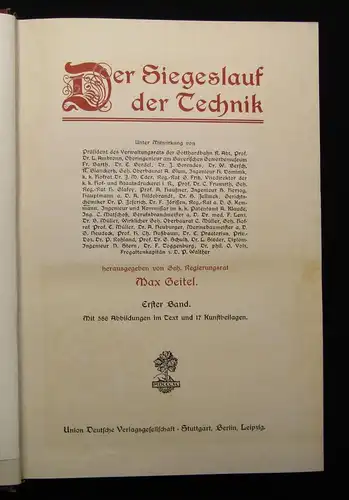 Geitel Der Siegeslauf der Technik 1910 3 Bde. komplett Bildband Wissen Technik