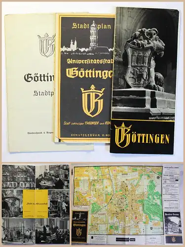 Konvolut 1 Prospekt & 2 Stadtpläne Broschüren Göttingen um 1930 Niedersachsen xz