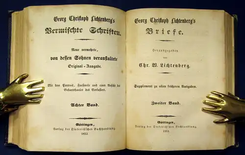 Georg Christoph Lichtenbergs Vermischte Schriften 8 Bde. in 4 1853 Or.Ausgabe js