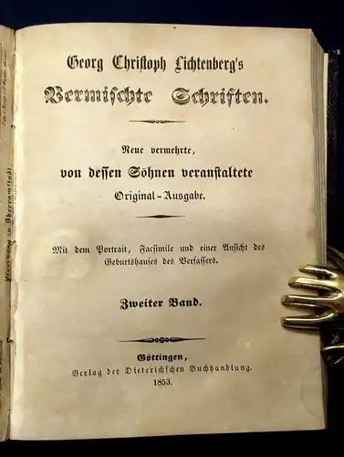 Georg Christoph Lichtenbergs Vermischte Schriften 8 Bde. in 4 1853 Or.Ausgabe js