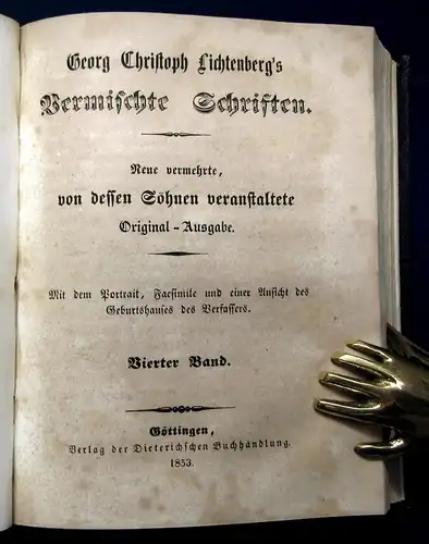 Georg Christoph Lichtenbergs Vermischte Schriften 8 Bde. in 4 1853 Or.Ausgabe js