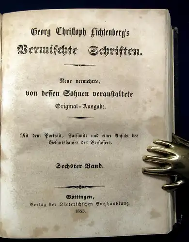 Georg Christoph Lichtenbergs Vermischte Schriften 8 Bde. in 4 1853 Or.Ausgabe js