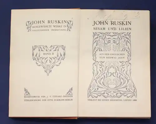 John Ruskin Ausgewählte Werke in vollständiger Übersetzung Band 2 apart 1900 js