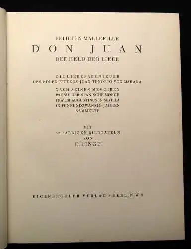 Mallefille Don Juan Der Held der Liebe Bd. 1-2 komplett ca. 1920  Literatur