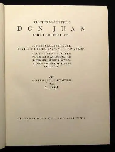 Mallefille Don Juan Der Held der Liebe Bd. 1-2 komplett ca. 1920  Literatur