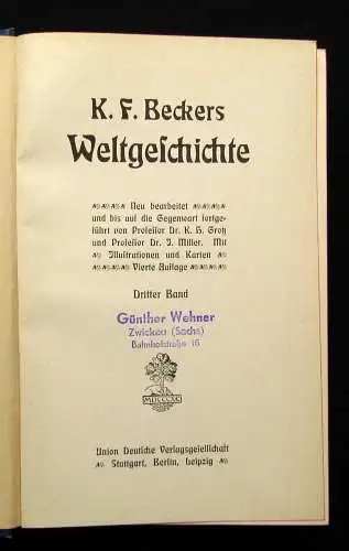 K. F. Beckers Weltgeschichte Bd. 5-6 1890 Bildband Bevölkerung Illustrationen