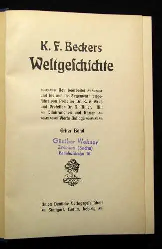 K. F. Beckers Weltgeschichte Bd. 1-2 1890 Bildband Bevölkerung Illustrationen