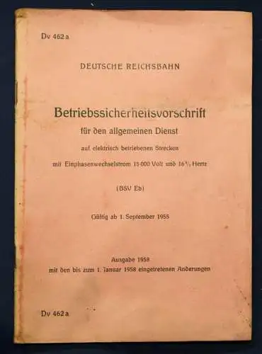 Betriebssicherheitsvorschrift für den allgemeinen Dienst 1955 Eisenbahn sf