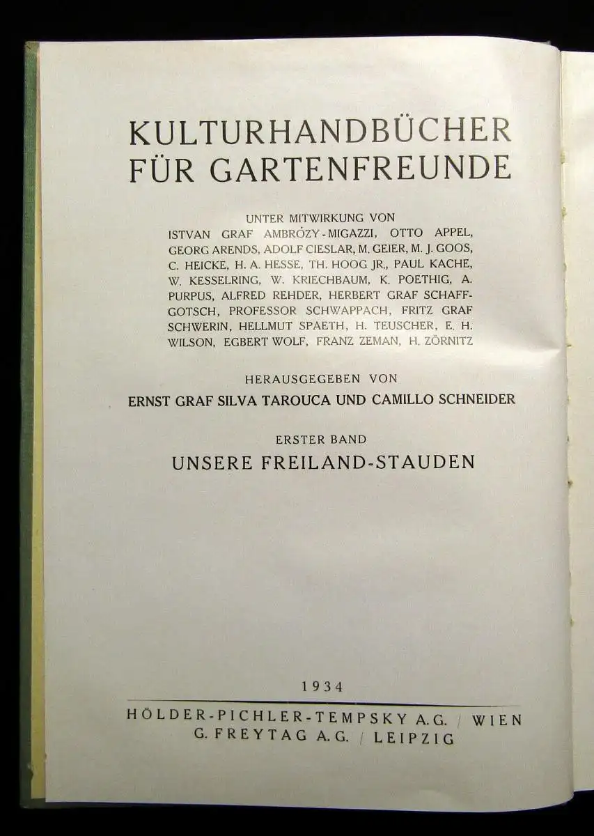 Schneider/Tarouca Unsere Freiland-Stauden 1934 Botanik Pflanzenkunde